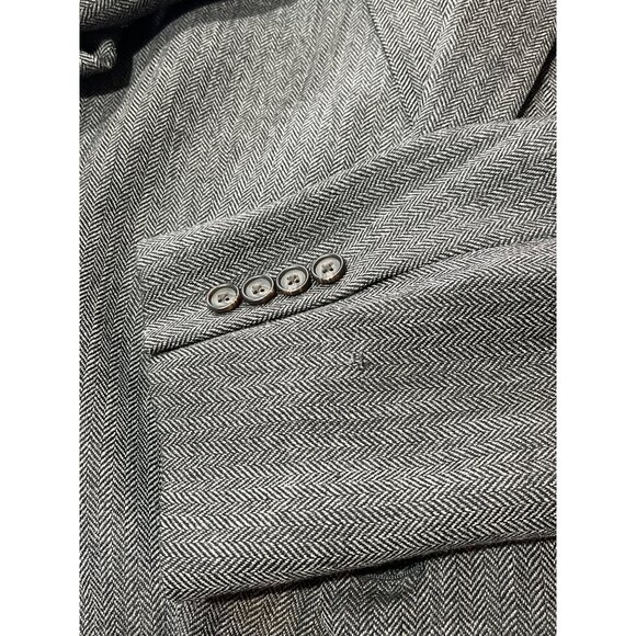 Lauren Ralph Lauren 48L Gray Herringbone Wool Blazer With Notched Lapel DH8 - Picture 9 of 11
